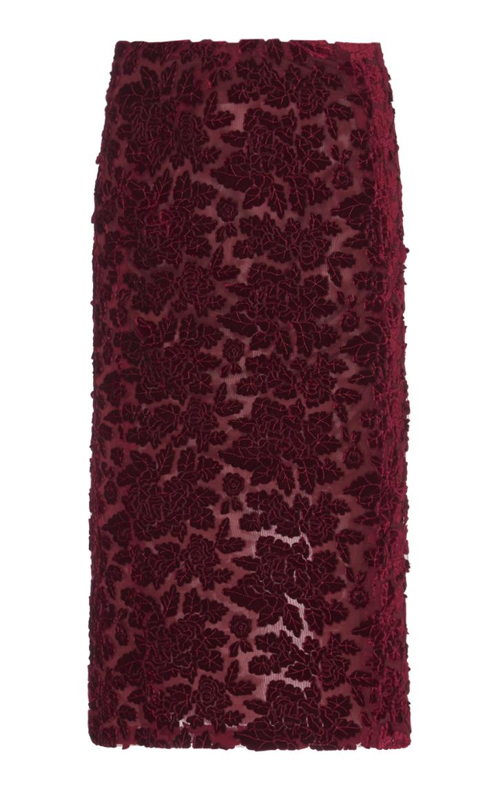Galvan Rosa Velvet Pencil Skirt