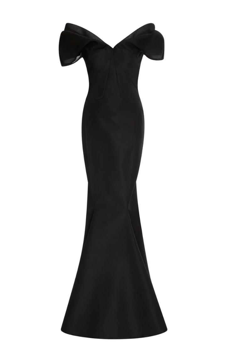 Zac Posen Silk Off The Shoulder Gown