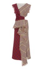 Prabal Gurung Shar Cutout Plaid Ruffle-front Dress