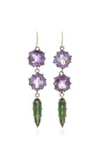 Lfrank Amethyst And Green Tourmaline Drop Earrings