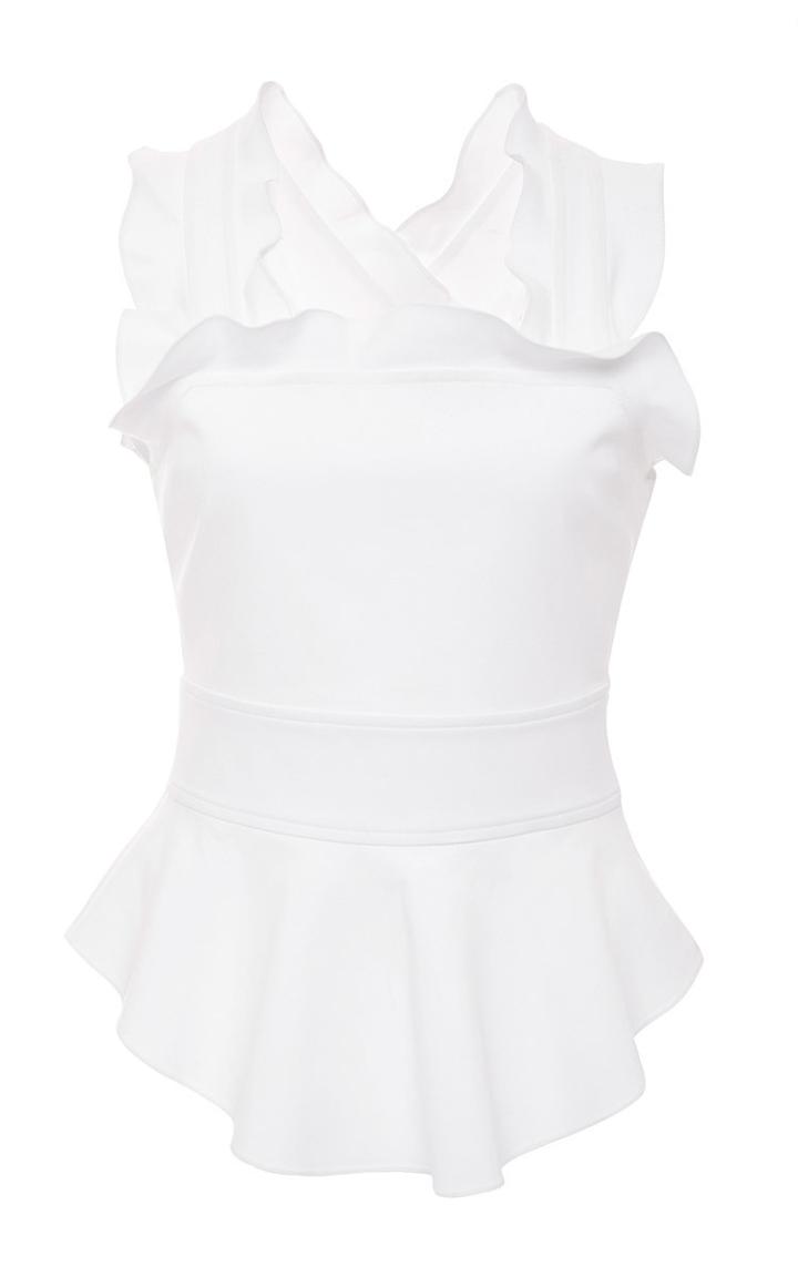 Marissa Webb White Lace Zora Stretch Peplum Blouse