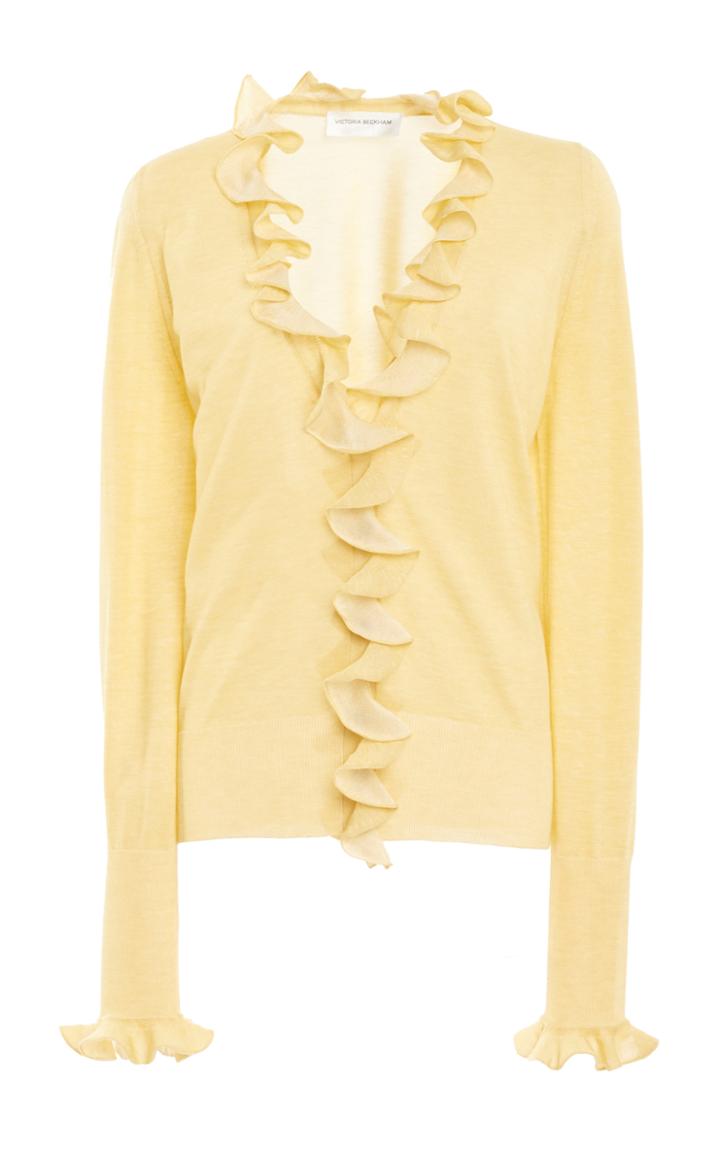 Moda Operandi Victoria Beckham Frill V-neck Cardigan
