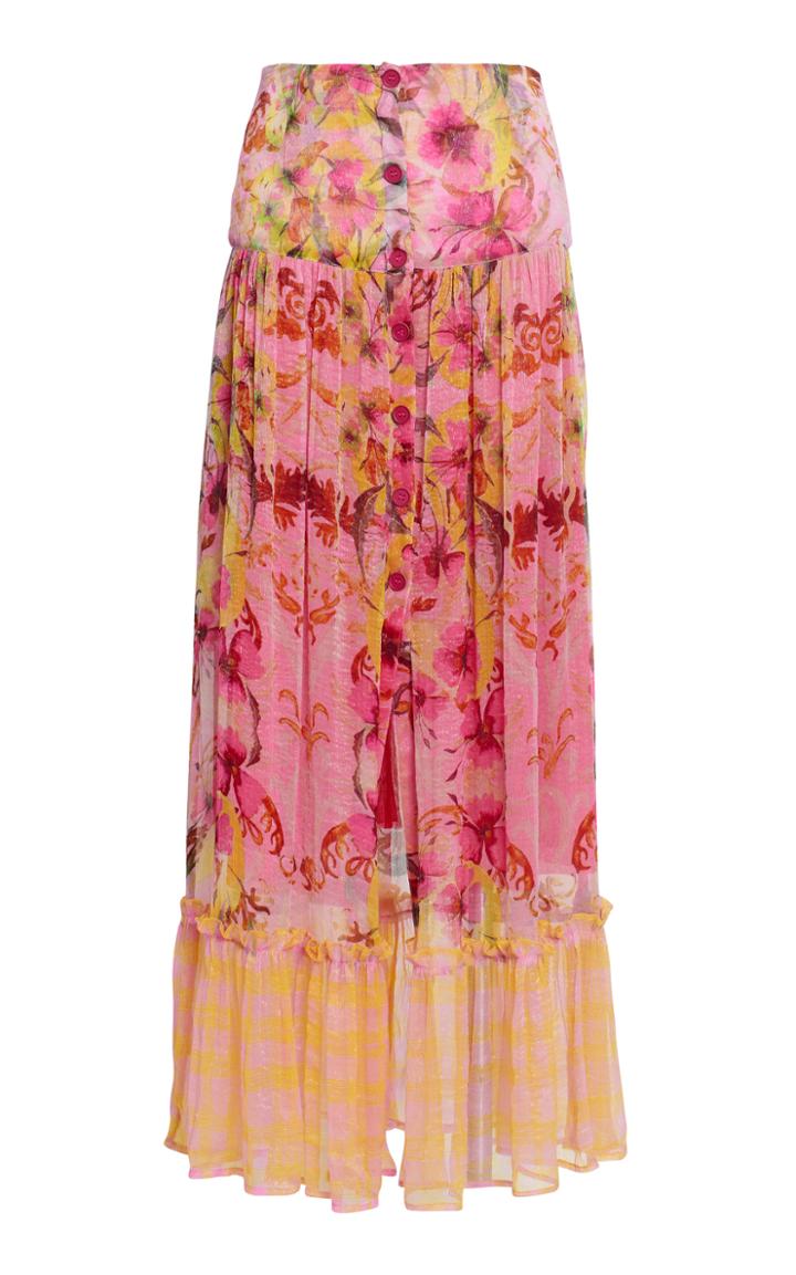 Roopa Pleated Button Down Maxi Skirt
