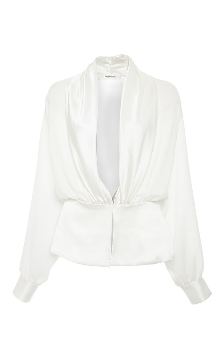 Rodarte Silk Georgette And Satin Draped Blouse