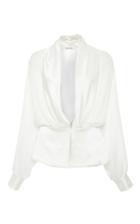 Rodarte Silk Georgette And Satin Draped Blouse
