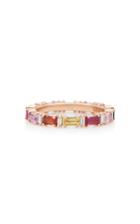 Suzanne Kalan 18k Rose Gold Rainbow Sapphire And Diamond Ring