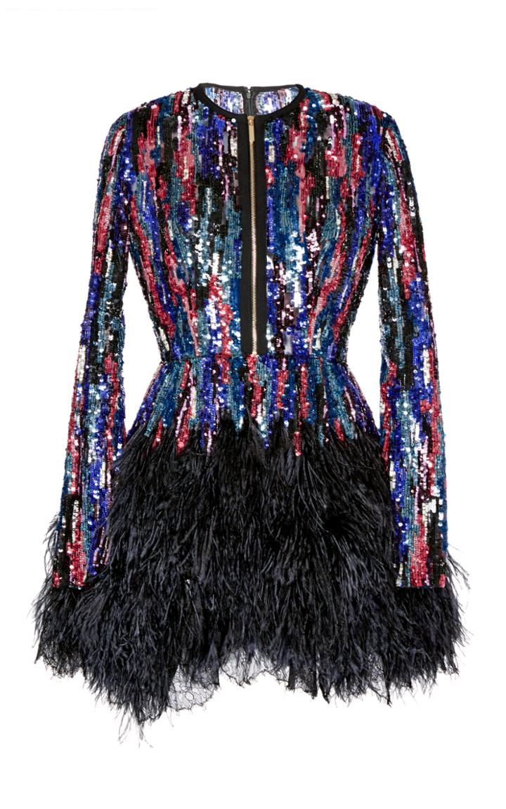 Elie Saab Bead And Feather Embroidered Mini Dress