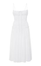 Khaite Delphine Smocked Pleated Cotton Dress