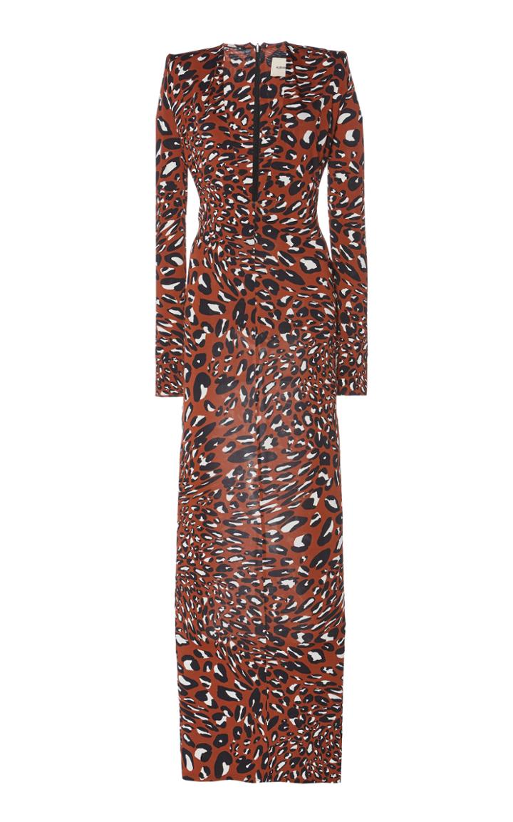 Alexandre Vauthier Printed V-neck Long Sleeve Dress