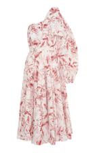 Anouki One-shoulder Floral-print Cotton Midi Dress