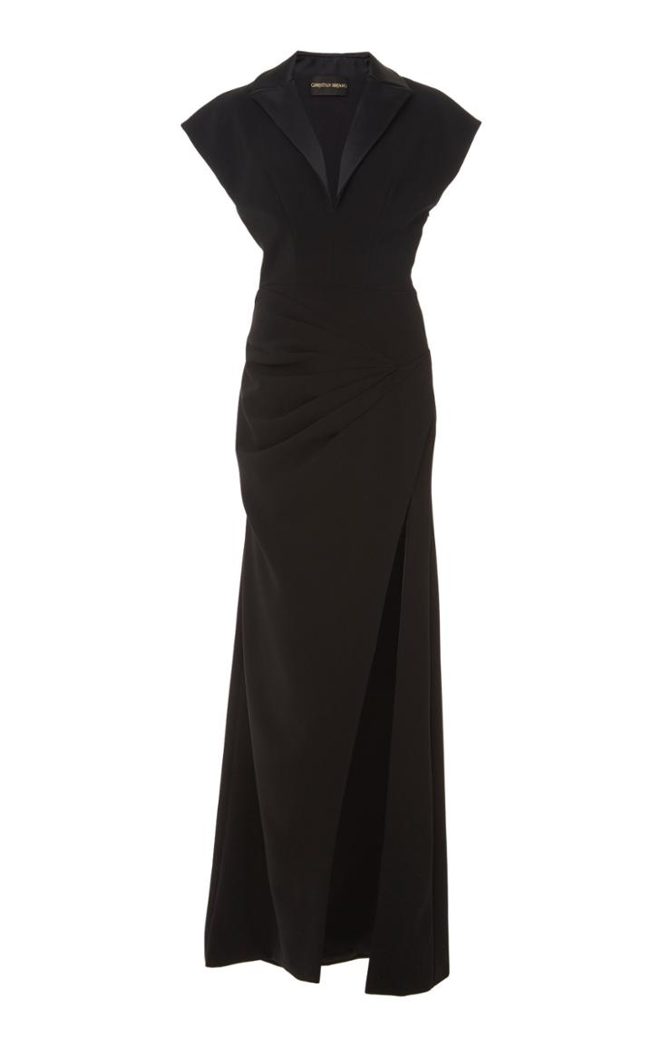Christian Siriano Satin-trimmed Crepe Dress