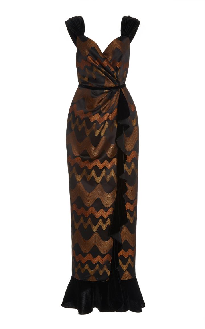 Moda Operandi Markarian Velvet-trimmed Brocade Gown
