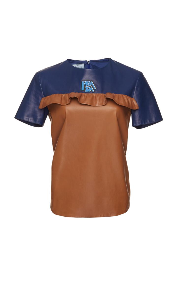 Prada Leather Ruffle Shirt