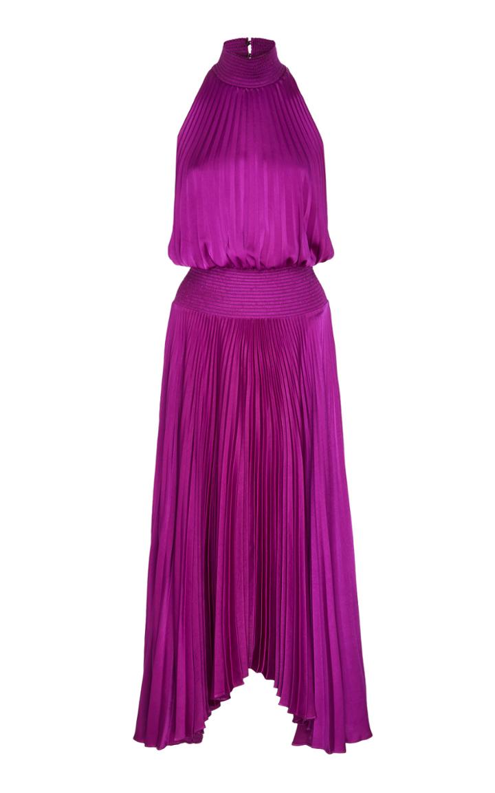 A.l.c. Renzo Pleated Satin Halterneck Dress