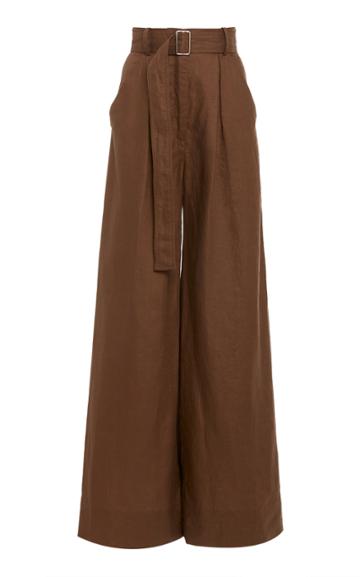 Matthew Bruch Wide Leg Pleated Linen Pant