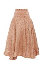 Acler Parxton Gathered Embroidered Linen And Silk-blend Skirt