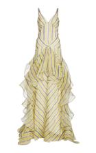 Moda Operandi Rosie Assoulin Striped Cotton-blend Tiered Gown