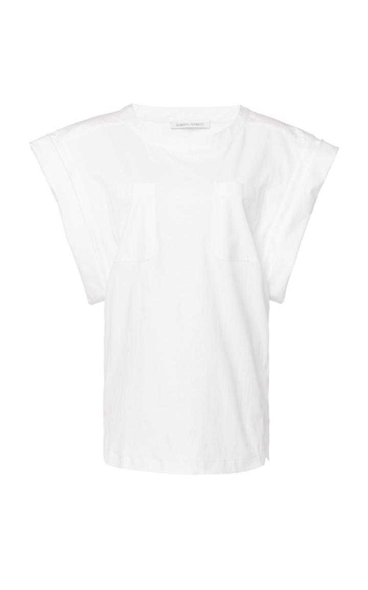 Alberta Ferretti Wide Sleeve Cotton T-shirt Top