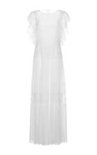 Alberta Ferretti Flutter Sleeve Chiffon Gown