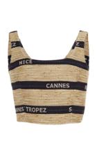 Christian Siriano Raffia Getaway Cropped Top