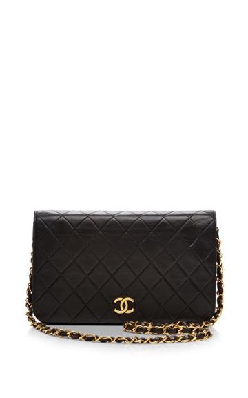 What Goes Around Comes Around Chanel Black Lambskin Ex Bag Black