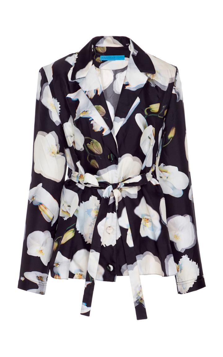 Jonathan Cohen Abstract Orchid Silk Blouse