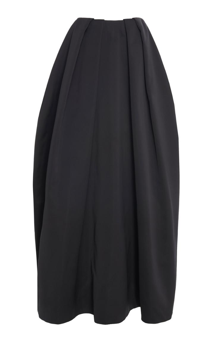 Zac Posen Pleated Duchess Satin Midi Skirt