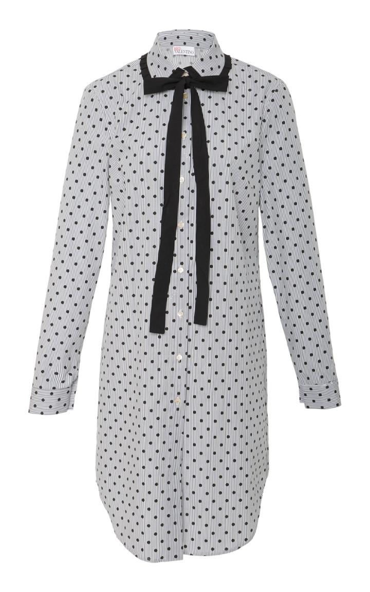 Red Valentino Longline Polka Dot Stripe Shirt