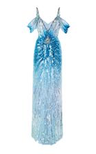 Moda Operandi Jenny Packham Cold-shoulder Ruched Sequined Dress Size: 6