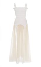 Sandy Liang Eight Tulle-paneled Smocked Cotton Dress