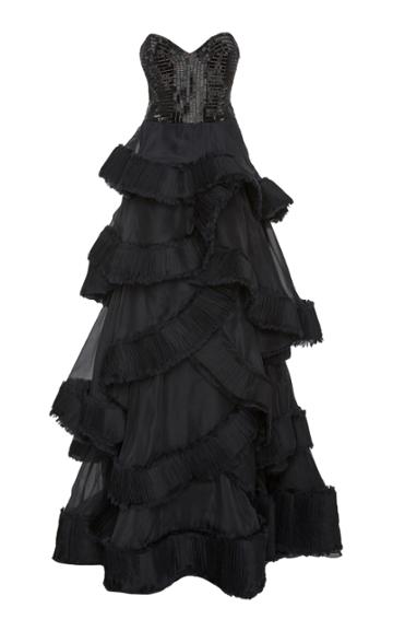 Alexandra Vidal Tiered Pleated Gown