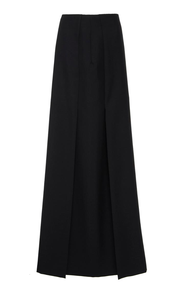 Valentino Pleated Wool-blend Maxi Skirt