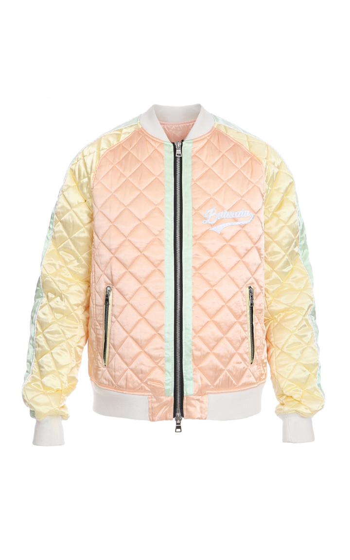 Balmain Quilted Satin Bomber Jacket