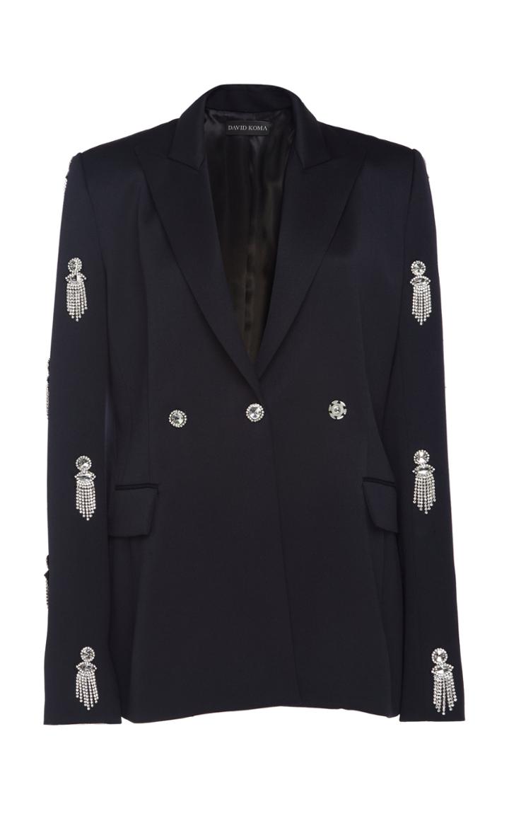 David Koma Crystal Embroidered Blazer