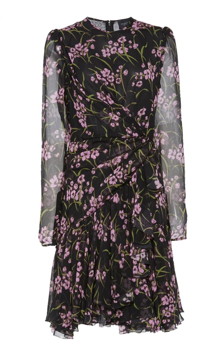 Giambattista Valli Floral Pleated Silk Mini Dress