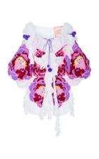 Yuliya Magdych Marigold Embroidered Cotton And Silk Ruffle Dress