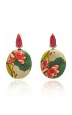 Silvia Furmanovich Marquetry Pink Flower Earrings