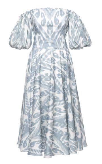 Moda Operandi Lena Hoschek Gloriette Printed Cotton Off-the-shoulder Midi Dress