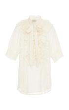 Lee Mathews Eva Silk Cotton Short Sleeve Ruffle Top