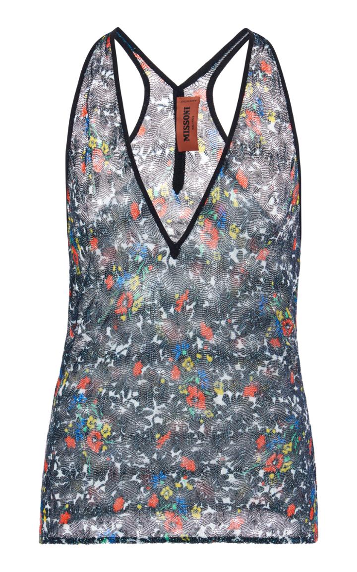 Moda Operandi Missoni Floral Print Trimmed Tank Top Size: 40