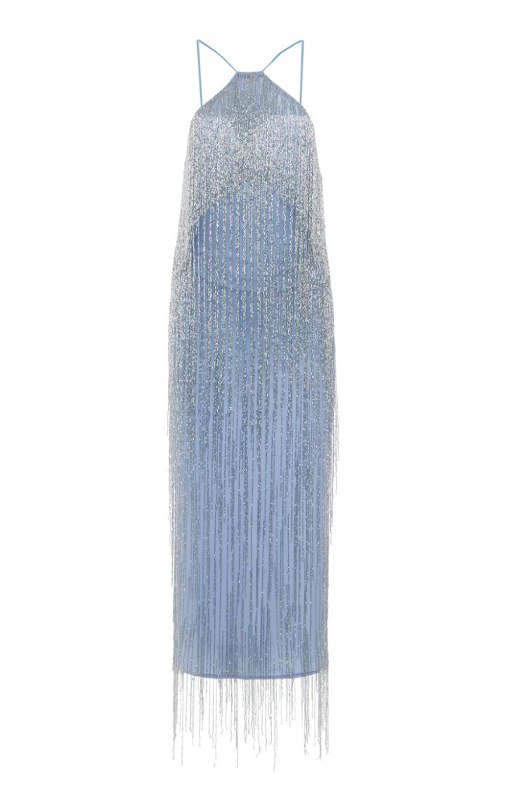 Moda Operandi Attico Fringed Halter Cocktail Dress