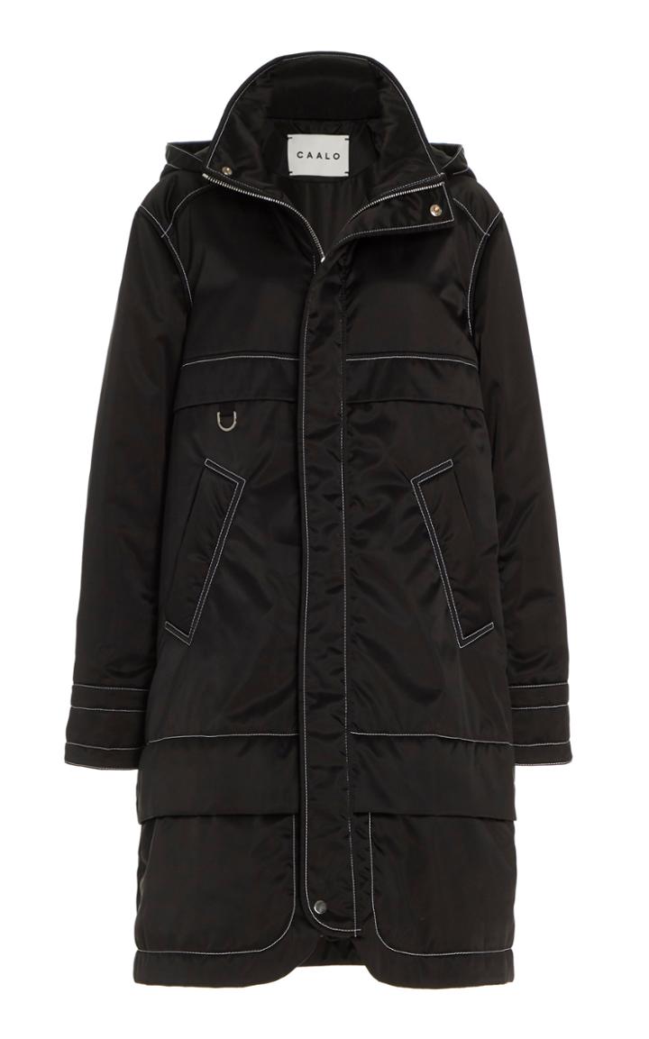Caalo Contrast Stitch Satin Down Hooded Anorak