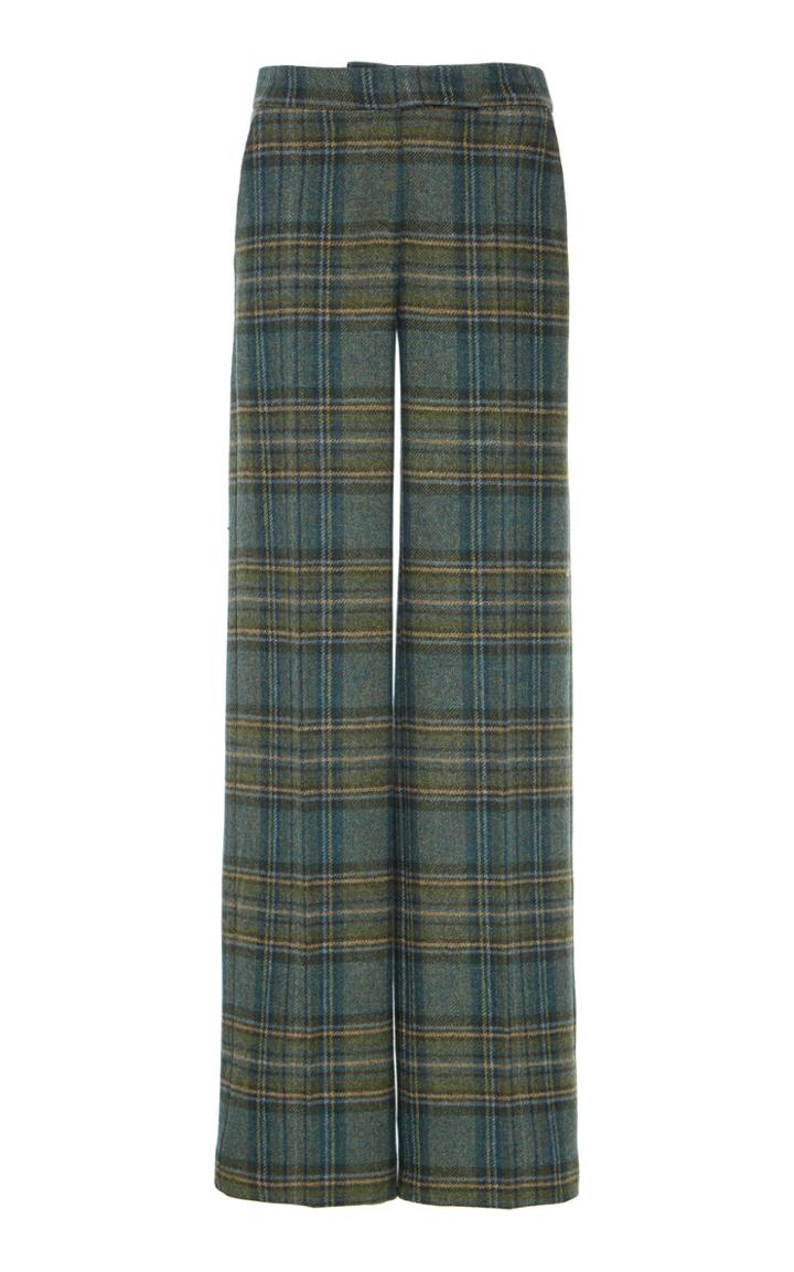 Luisa Beccaria Plaid Virgin Wool High-rise Pants