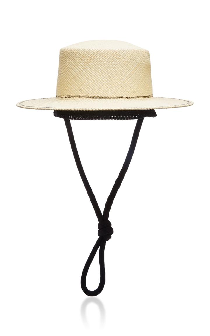 Federica Moretti Cotton-trimmed Straw Hat