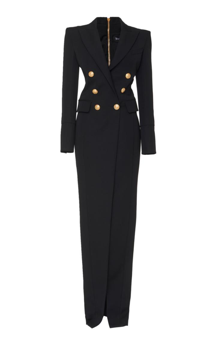 Balmain Button Smoking Ls Slit Dress