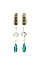 Carol Kauffmann Amazonia 18k Gold Green Tourmaline Prasiolite And Diamond Drop Earrings
