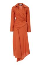 Jacquemus Sabah Draped Linen And Cotton-blend Shirt Dress