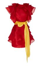 Prabal Gurung Kotal Short Sleeve Ruffle Detail Mini Dress