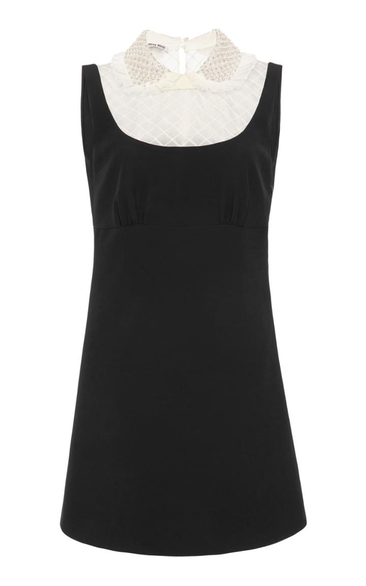 Miu Miu Embellished Organza-detailed Cady Mini Dress