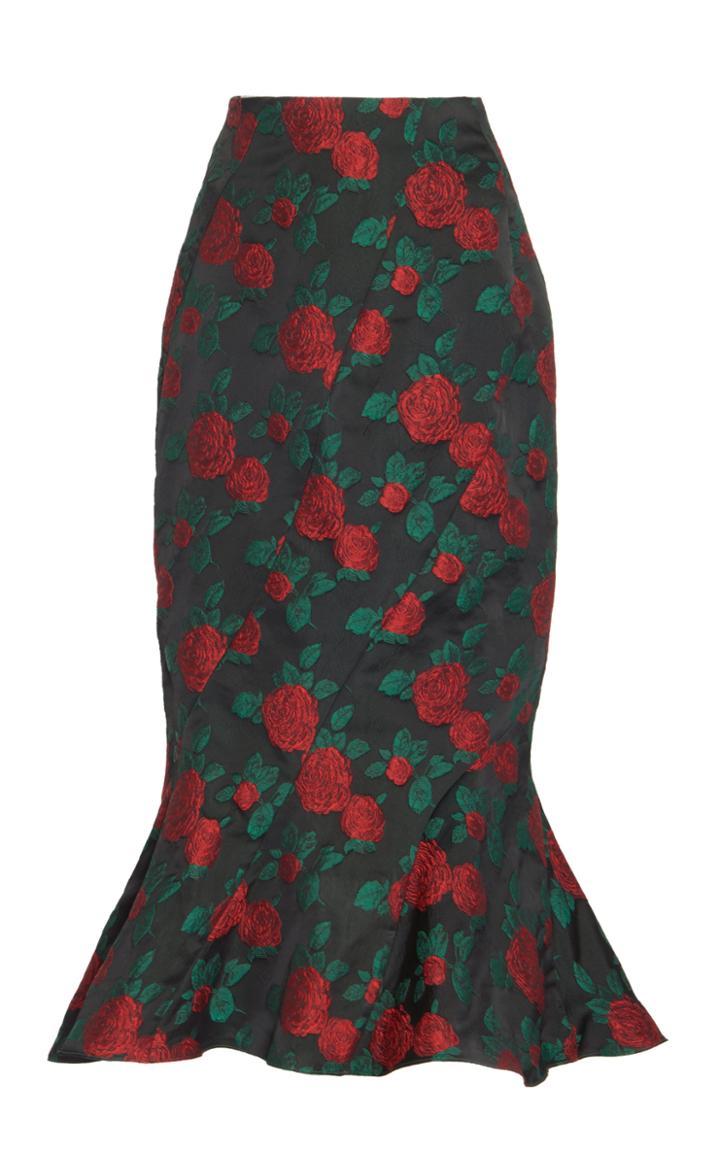 Moda Operandi Yuhan Wang Wen Rose Jacquard Flared Midi Skirt